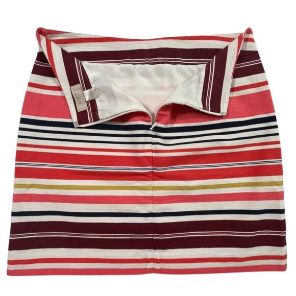 LOFT Petite Striped Textured Pencil Skirt Pink Brown Gold Size 6P - Picture 5 of 6